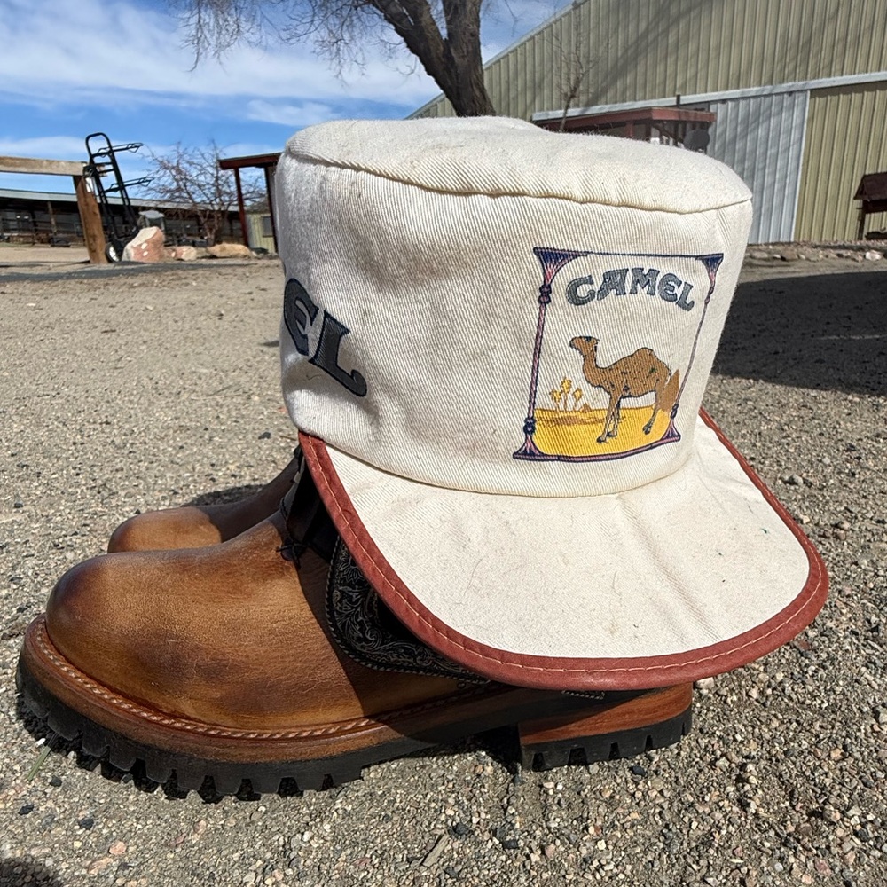 Vintage Camel Cigarettes Hat Made in USA Canvas Bucket Cap Joe Camel Tobacco